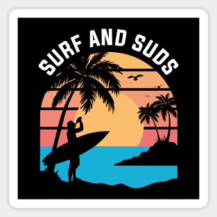 Retro Sunset Surfer Beer Edit Magnet